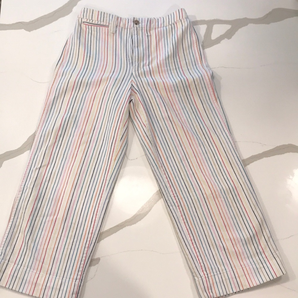 Madewell White Ankle Jeans with Multi-Color Pinstripes - Picture 2 of 8